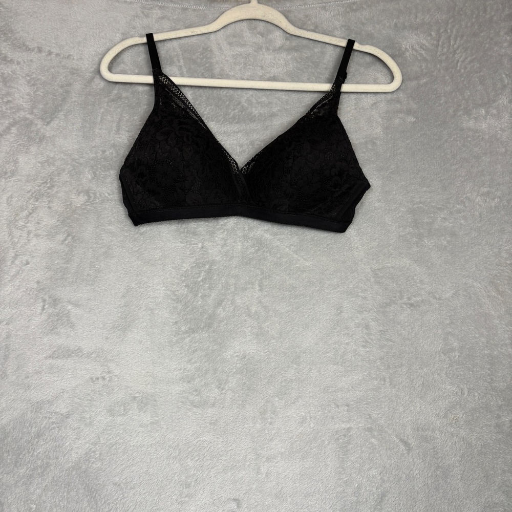 Knix Black Floral Lace Wireless Bralette Adjustable Straps Size Medium